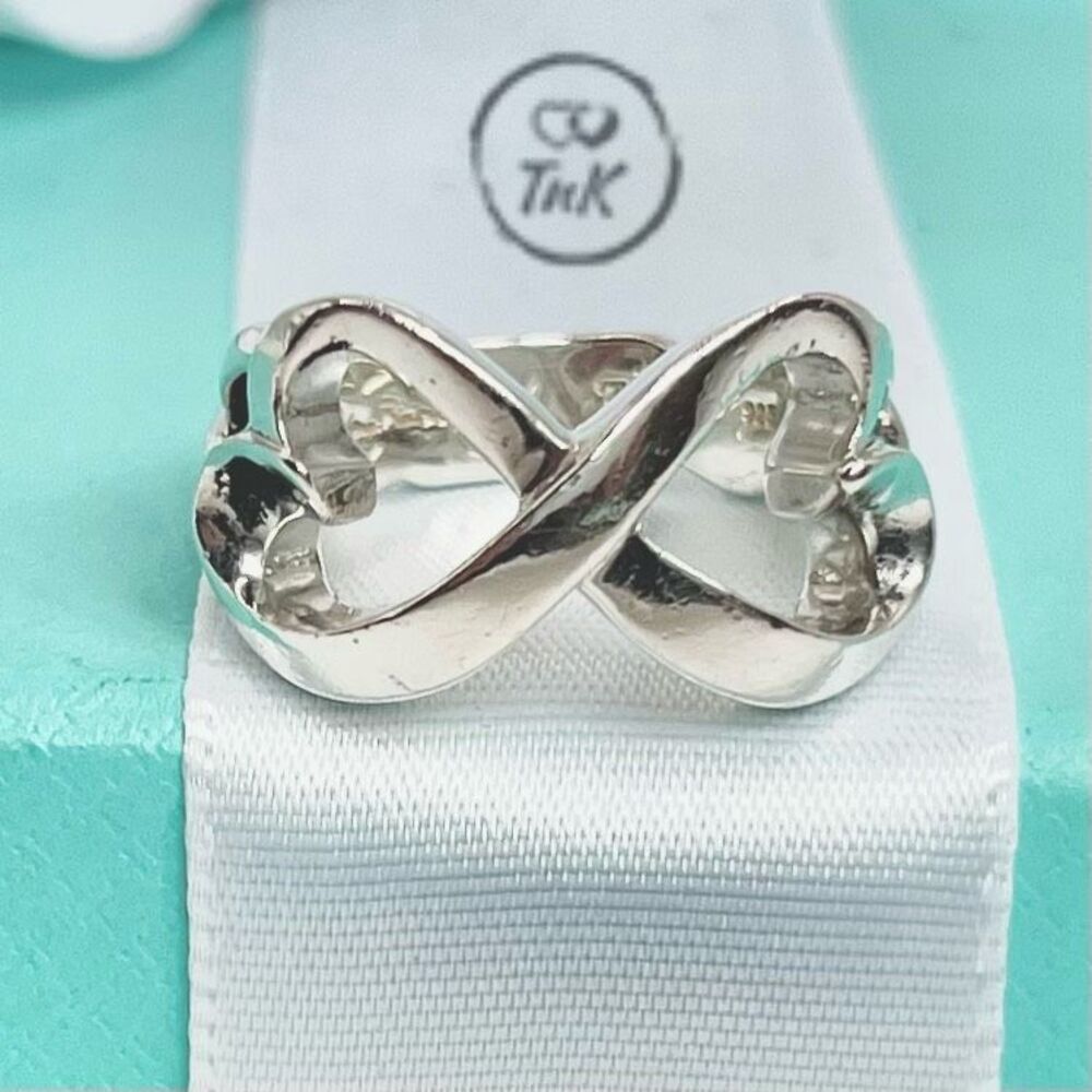 Tiffany & Co. Double Loving Heart Ring Paloma Picasso -529 Silver - Sz 5 - Picture 8 of 16